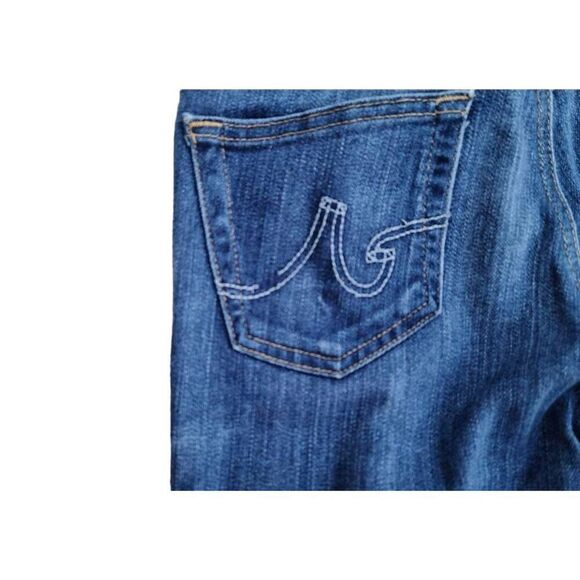 AG The Stevie Slim Straight Semi-Dark Wash Whiskering Denim Jeans Size 24R - Picture 9 of 12